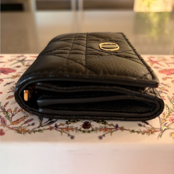 Authentic New Dior Black Quilted Leather CARO Wallet with Gold Accents - Picture 8 of 12